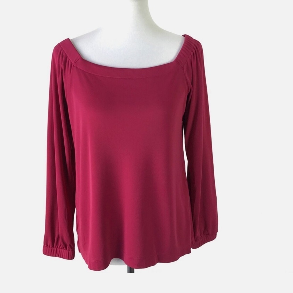 White House Black Market Red Knit Off The Shoulder Blouse - Picture 1 of 6